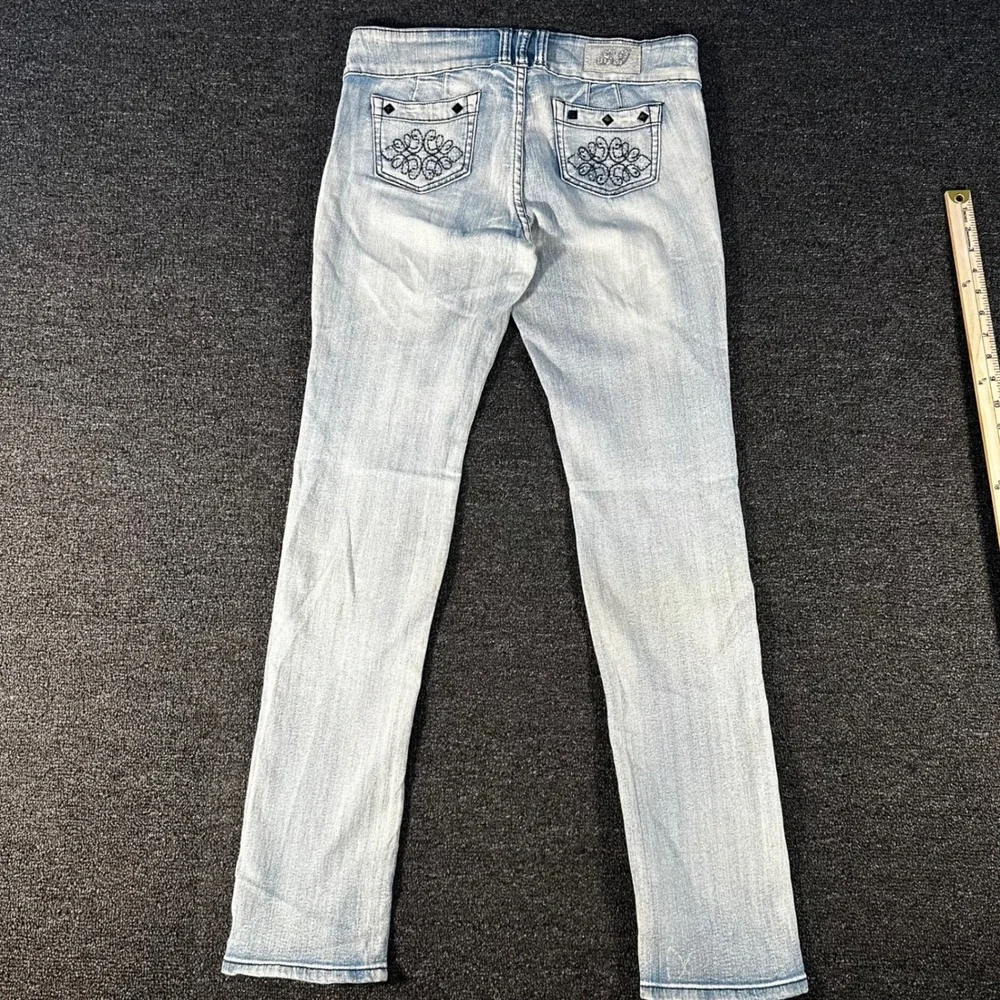Sky Jeans Slim Denim Womens 11 Light Blue Good Rhinestone Studded Y2K McBling